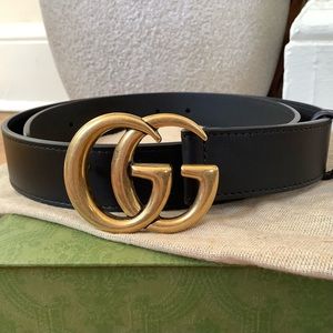 Gucci Leather Belt with Double G Buckle
